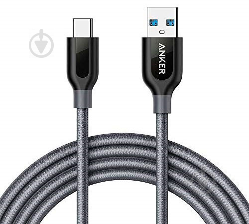 Кабель Anker USB Type-C 1.8 м серый (A8169HA1) Powerline+ - фото 2