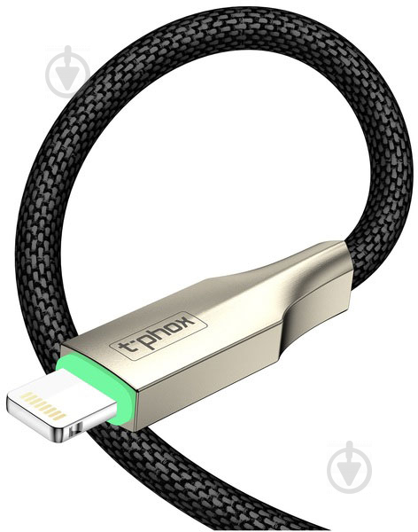 Кабель T-PHOX Lightning – USB 1 м чорний (T-L821 black) Auto - фото 2