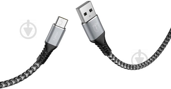 Кабель T-PHOX USB Type-A 1 м сірий (T-C814 grey) Jagger - фото 2