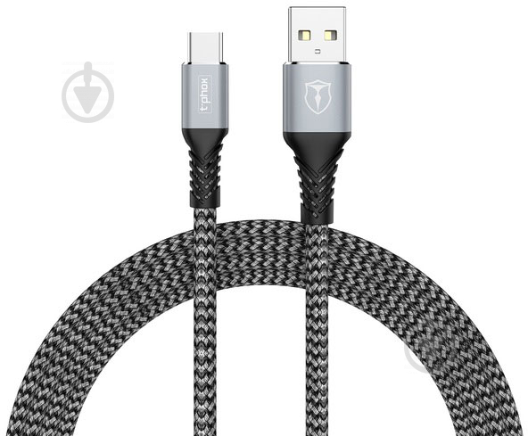 Кабель T-PHOX USB Type-A 1 м сірий (T-C814 grey) Jagger - фото 3