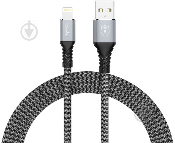 Кабель T-PHOX Lightning – USB-C 1 м сірий (T-L814 grey) Jagger - фото 3