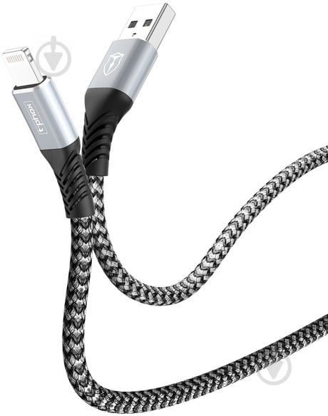 Кабель T-PHOX Lightning – USB-C 1 м сірий (T-L814 grey) Jagger - фото 1