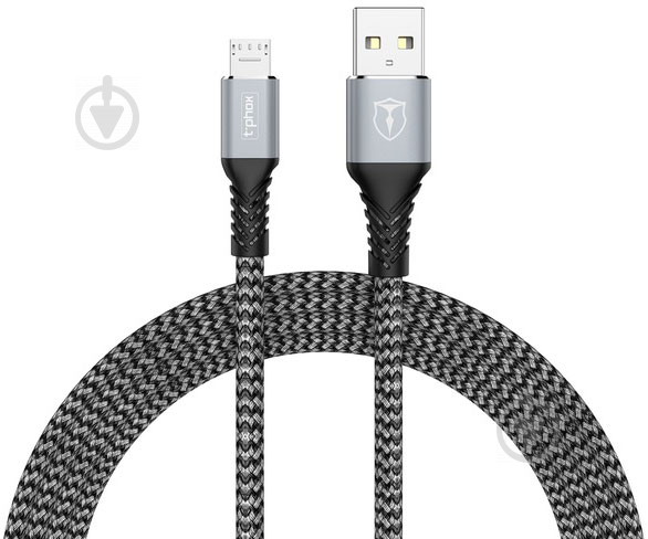 Кабель T-PHOX USB Type-A 1 м серый (T-M814 grey) Jagger - фото 3