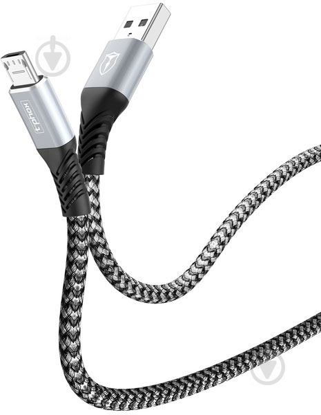 Кабель T-PHOX USB Type-A 1 м серый (T-M814 grey) Jagger - фото 1