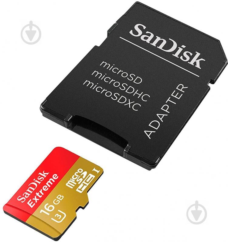 Карта памяти SanDisk microSDHC 16GB + SD adapter (SDSQXNE-016G-GN6MA) - фото 4