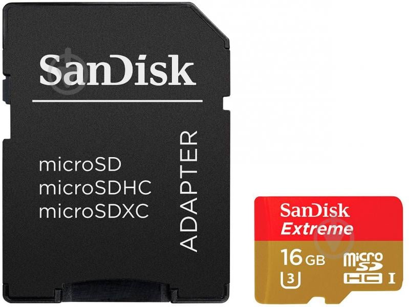 Карта памяти SanDisk microSDHC 16GB + SD adapter (SDSQXNE-016G-GN6MA) - фото 3