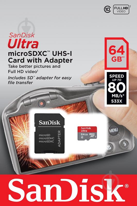 Карта памяти SanDisk microSDXC 64GB (SDSQUNC-064G-GN6IA) - фото 3