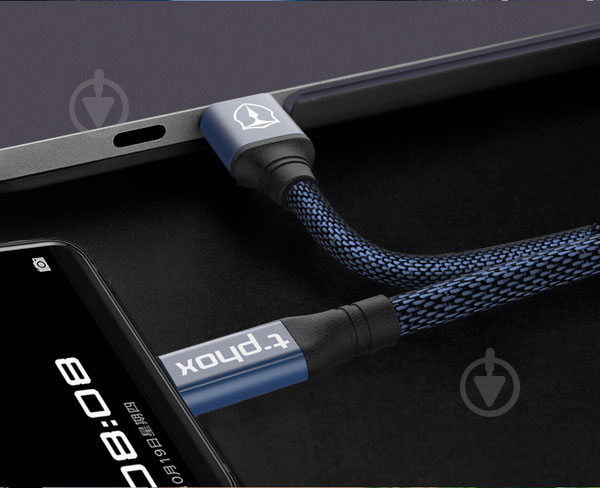 Кабель T-PHOX USB Type-C 1.2 м синий (T-C810 Blue) Speed - фото 4