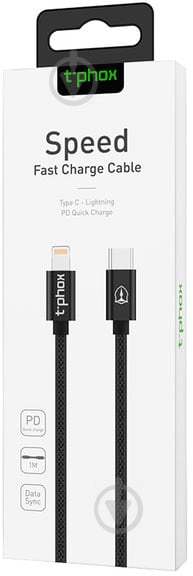 Кабель T-PHOX Lightning – USB-C 1 м чорний (T-LC811 Black) Speed - фото 6