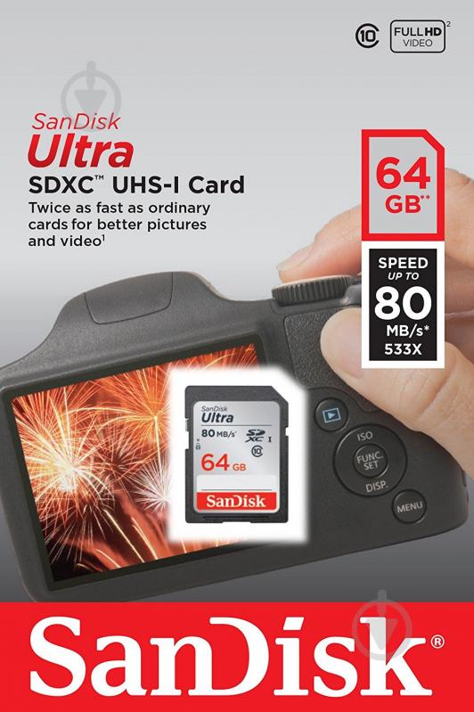 Карта памяти SanDisk SDXC 64GB (SDSDUNC-064G-GN6IN) - фото 4