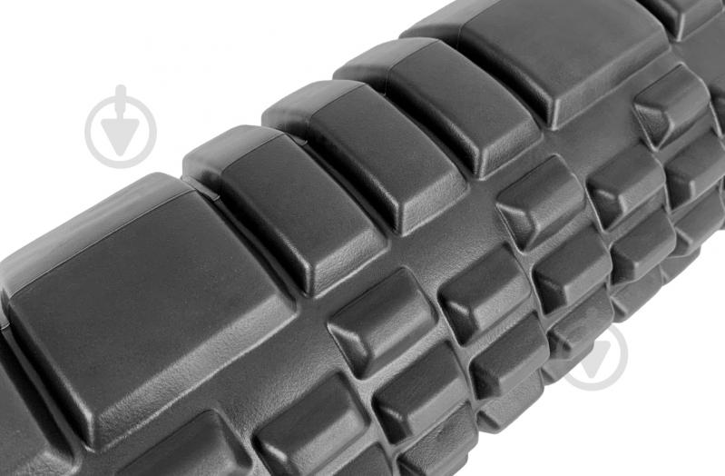 Массажный ролик EasyFit Grid Roller 33 см v.1.1 с заглушками Черный (EF-2020a-OR) - фото 4