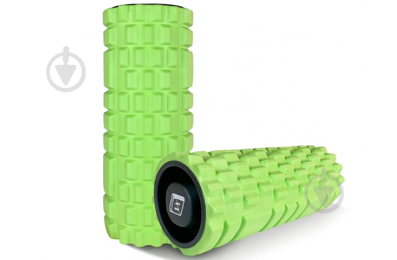 Массажный ролик EasyFit Grid Roller 33 см v.1.1 с заглушками Салатовый (EF-2020a-OR) - фото 3