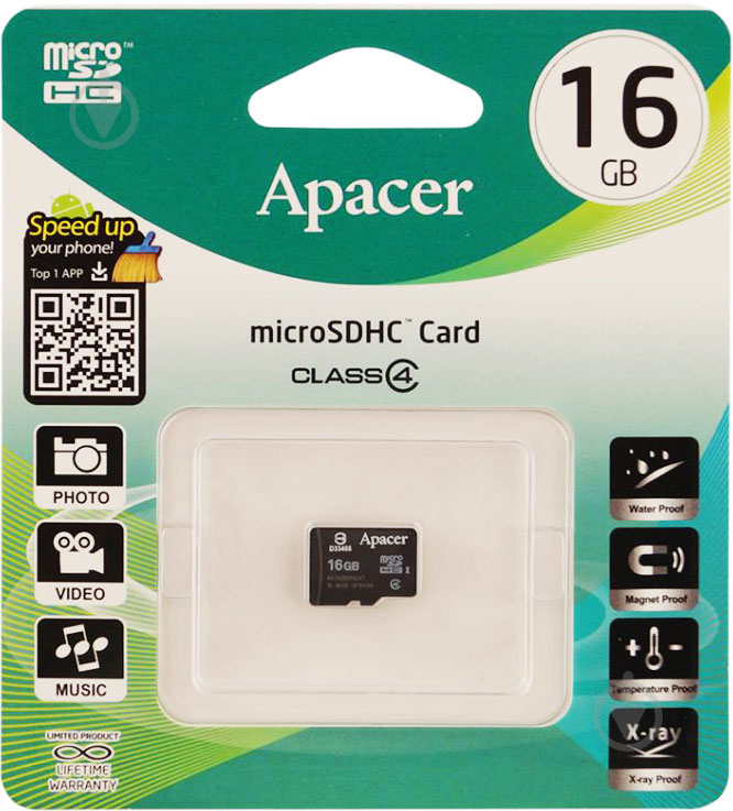 Карта пам'яті Apacer microSDHC 16 ГБ Class 4 (AP16GMCSH4-RA) AP16GMCSH4-RA - фото 2