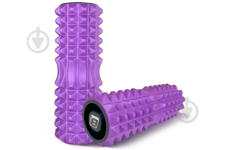 Массажный ролик EasyFit Grid Roller 33 см v.1.2 с заглушками Фиолетовый (EF-2022a-V) - фото 3