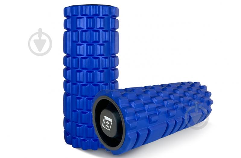 Массажный ролик EasyFit Grid Roller 33 см v.1.1 с заглушками Синий (EF-2020a-OR) - фото 3