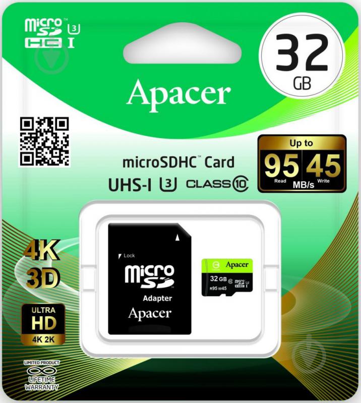 Карта памяти Apacer microSDHC 32 ГБ Class 10UHS-I Class 3 (U3) (AP32GMCSH10U3-R) AP32GMCSH10U3-R - фото 3