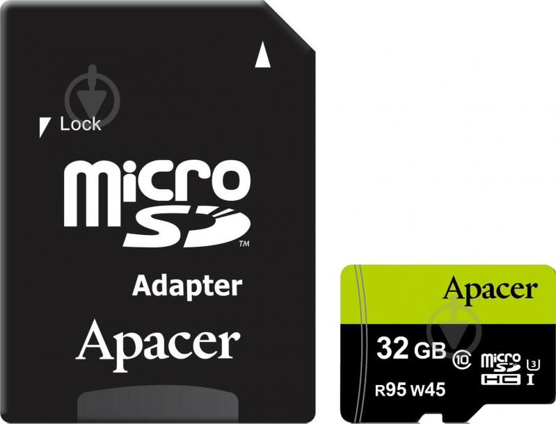 Карта пам'яті Apacer microSDHC 32 ГБ Class 10UHS-I Class 3 (U3) (AP32GMCSH10U3-R) AP32GMCSH10U3-R - фото 1