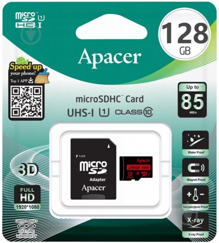 Карта пам'яті Apacer SDXC 128 ГБ UHS Speed Class 1 (U1)Class 10 (AP128GMCSX10U5-R) AP128GMCSX10U5-R - фото 3