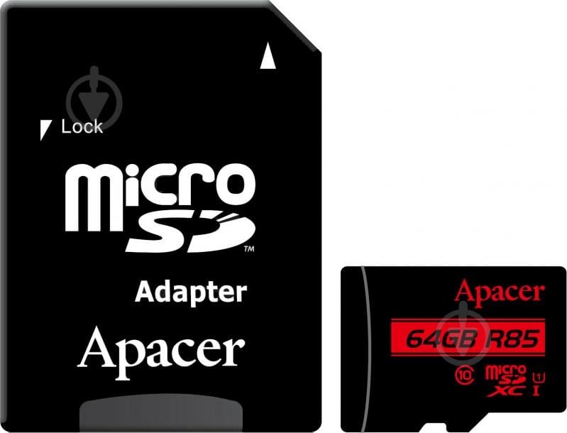 Карта памяти Apacer microSDHC 64 ГБ UHS Speed Class 1 (U1)Class 10 (AP64GMCSX10U5-R) AP64GMCSX10U5-R - фото 1