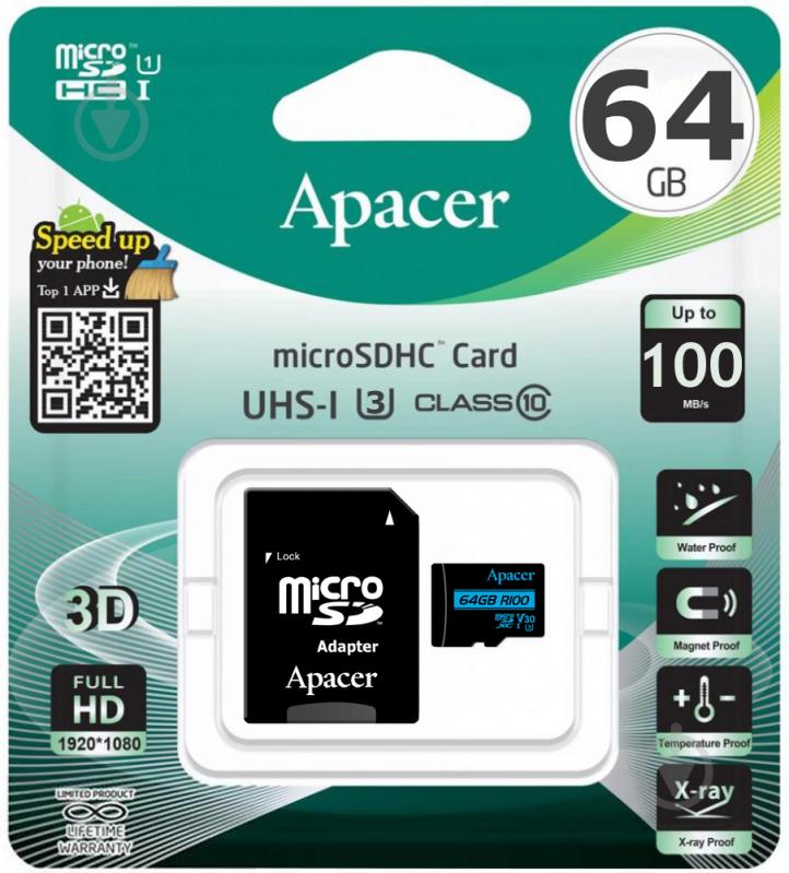 Карта памяти Apacer microSDXC 64 ГБ Class 10UHS-I Class 3 (U3) (AP64GMCSX10U7-R) AP64GMCSX10U7-R - фото 3