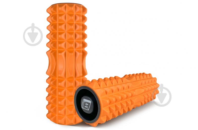 Массажный ролик EasyFit Grid Roller 33 см v.1.2 с заглушками Оранжевый (EF-2022a-V) - фото 3