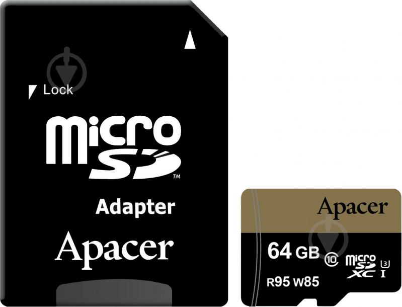 Карта памяти Apacer microSDXC 64 ГБ Class 10UHS-I Class 3 (U3) (AP64GMCSX10U4-R) AP64GMCSX10U4-R - фото 1