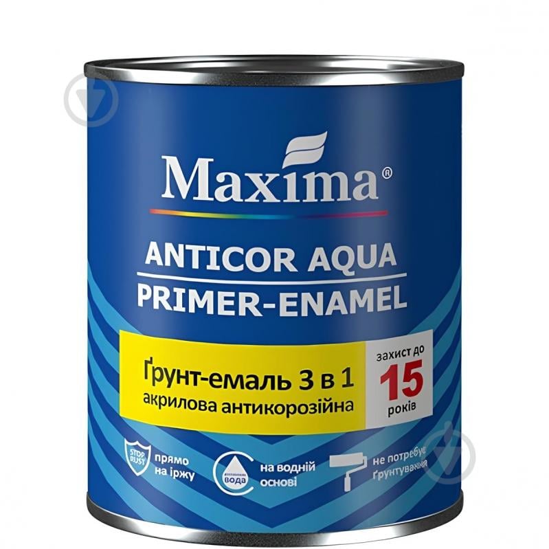 Антикоррозийная акриловая эмаль Maxima 4 в 1 «Anticor Aqua» серый глянец 0,9 кг - фото 1 Антикоррозийная акриловая эмаль Maxima 4 в 1 «Anticor Aqua» серый глянец 0,9 кг - фото 1