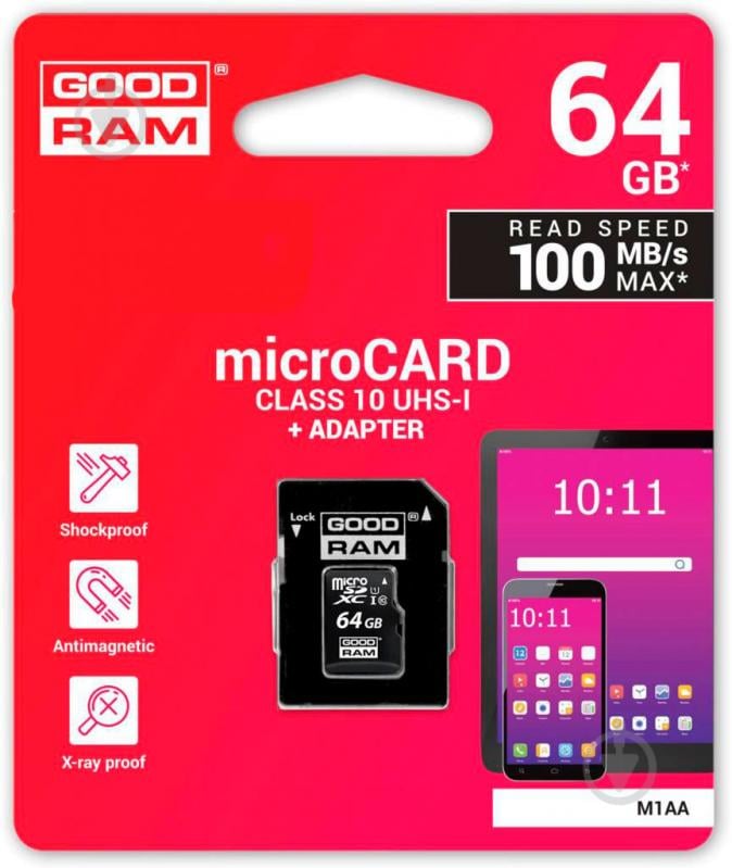 Карта памяти Goodram microSDXC 64 ГБ Class 10UHS-I (M1AA-0640R12) - фото 3