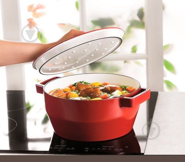 Кастрюля с крышкой Slow Cook red 6.3 л (SC5AC28) Pyrex - фото 3