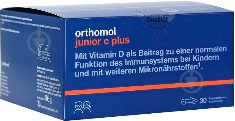 Ортомол Junior C Plus Orthomol зі смаком апельсину, курс 30 днів 90 шт./уп. - фото 1