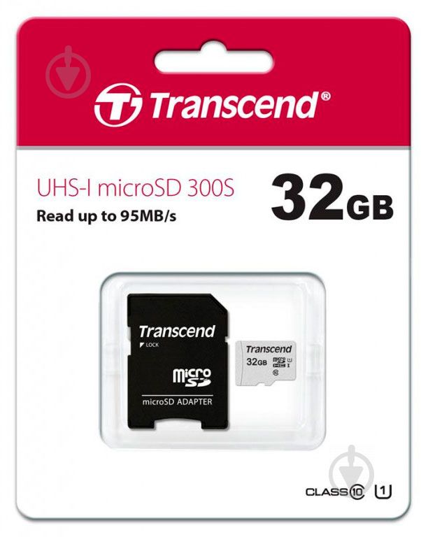 Карта пам'яті Transcend microSDHC 32 ГБ UHS Speed Class 1 (U1)Class 10 (TS32GUSD300S-A) - фото 2