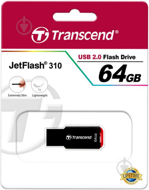 Флеш-пам'ять USB Transcend JetFlash 310 64 ГБ USB 2.0 (TS64GJF310) - фото 5