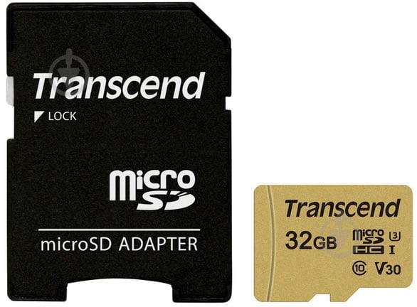 Карта памяти Transcend microSDHC 32 ГБ Class 10UHS-I Class 3 (U3) (TS32GUSD500S) - фото 1