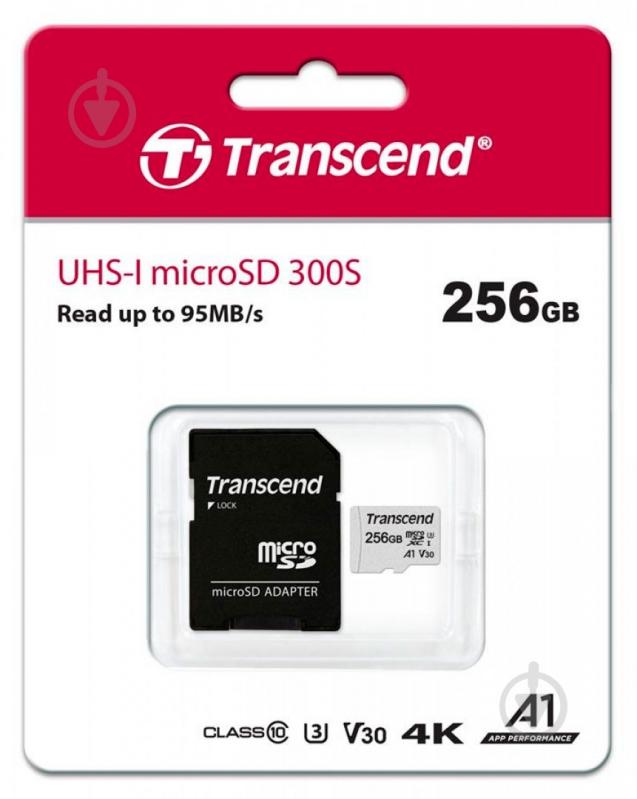 Карта памяти Transcend microSDXC 256 ГБ Class 10UHS-I Class 3 (U3) (TS256GUSD300S-A) - фото 2