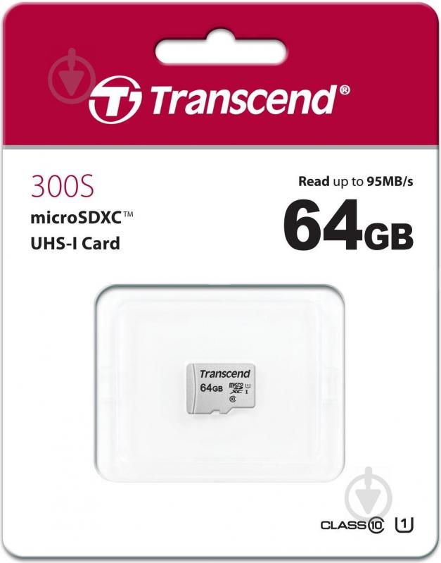 Карта пам'яті Transcend microSDXC 64 ГБ UHS Speed Class 1 (U1)Class 10 (TS64GUSD300S ) - фото 2