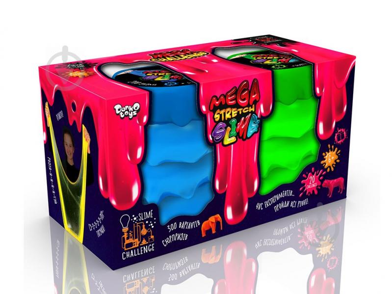 Маса для ліплення Danko Toys Mega Stretch Slime 2 банки укр. (6) в асортименті - фото 2