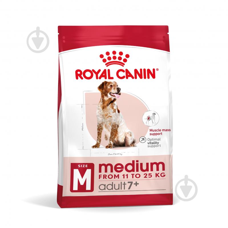 Корм сухий для дорослих собак для середніх порід Royal Canin Medium Adult 7+ 4 кг (домашня птиця, рис, кукурудза) 4 кг - фото 1