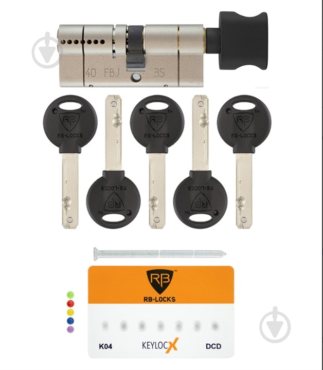 Циліндр RB-LOCKS 45x45 ключ-вороток 90 мм нікель сатин KEYLOCX - фото 7