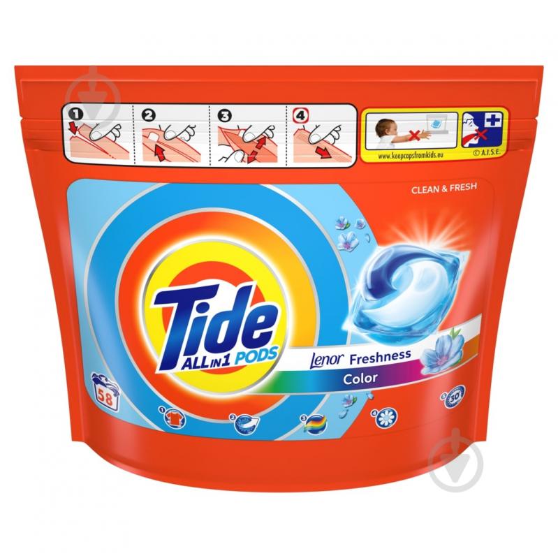 Капсулы для машинной стирки Tide All-in-1 Lenor Color 58 шт. - фото 2