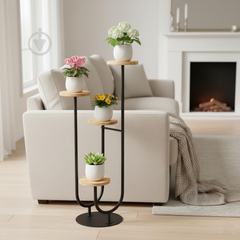 Підставка для квітів Vitan Півонія на 4 вазони чорна 49х49x102 см - фото 2