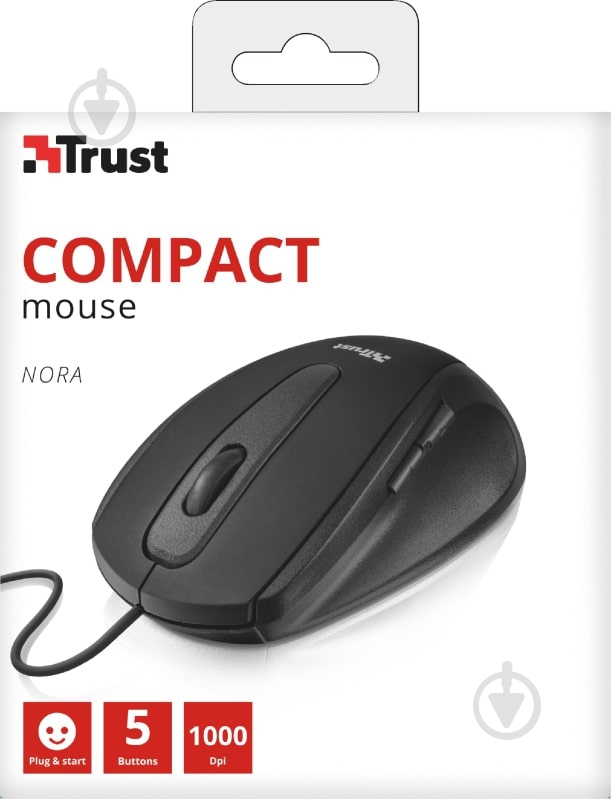 Мышь Trust Nora Wired Mouse black (22930) - фото 5