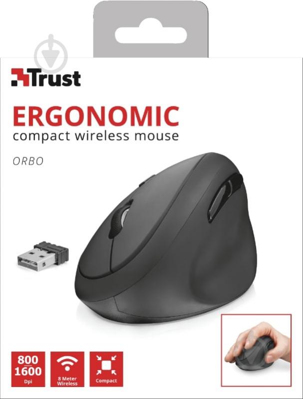 Мишка Trust Orbo Wireless Ergonomic Mouse black (23002) - фото 8