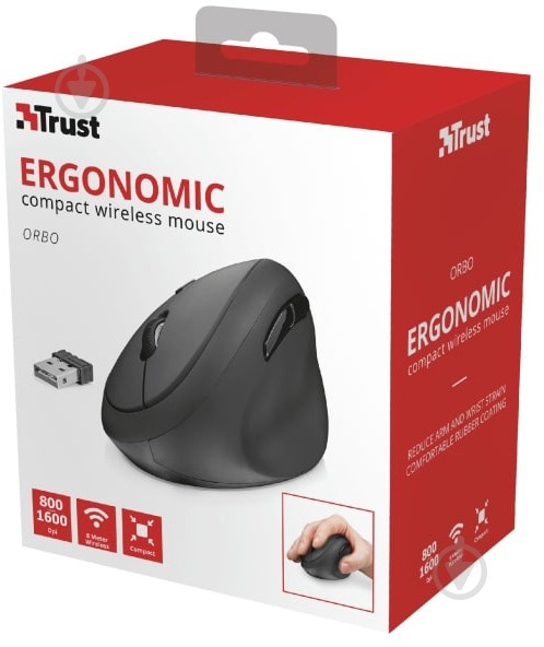 Мишка Trust Orbo Wireless Ergonomic Mouse black (23002) - фото 7