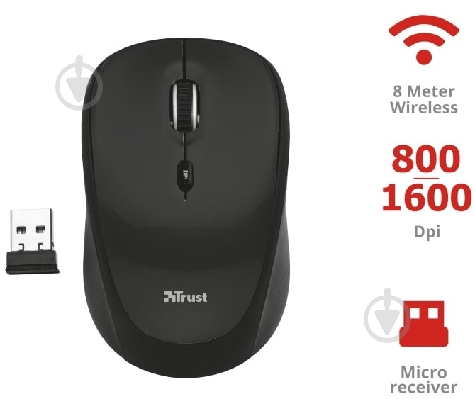 Мышка Trust Rona Wireless Mouse black (22926) - фото 4