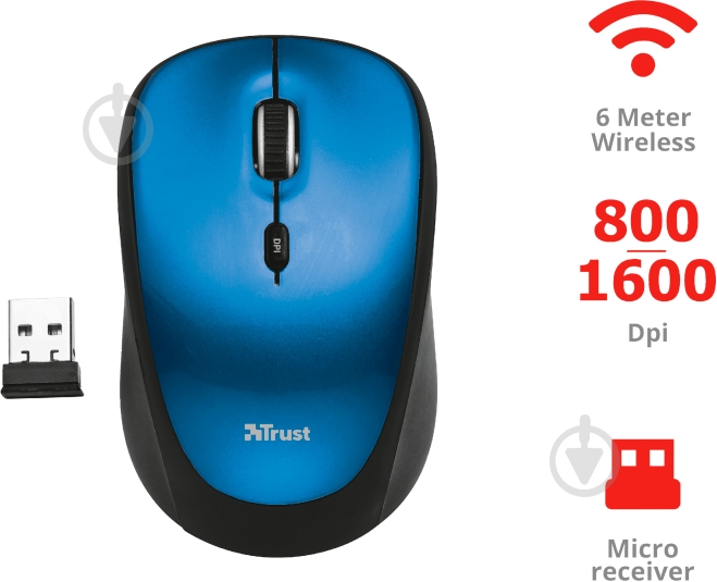 Мышка Trust Rona Wireless Mouse blue (22927) - фото 6