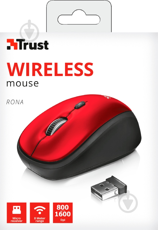 Мишка Trust Rona Wireless Mouse red (22928) - фото 4