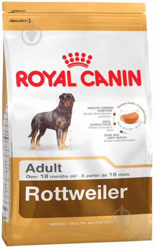 Корм сухий для дорослих собак для крупних порід Royal Canin Rottweiler Adult 12 кг (домашня птиця) 12 кг - фото 1