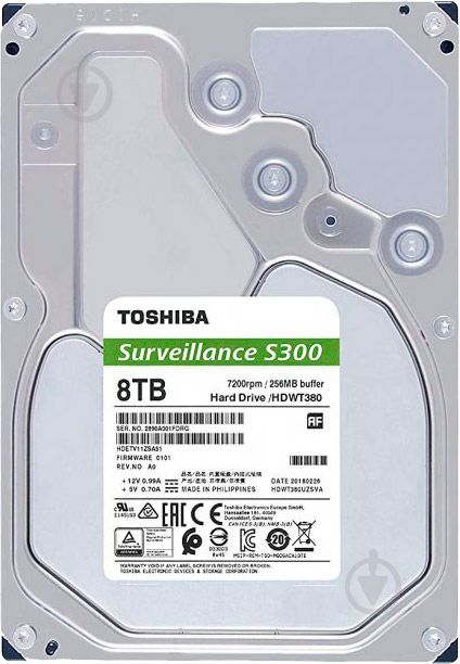 Жесткий диск TOSHIBA 8 ТБ 3,5" SATA III (HDWT380UZSVA) silver - фото 1