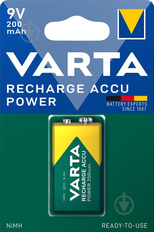 Аккумулятор Varta Rechargeable 9V 200 mAh 6F22 1 шт. (56722101401) - фото 1