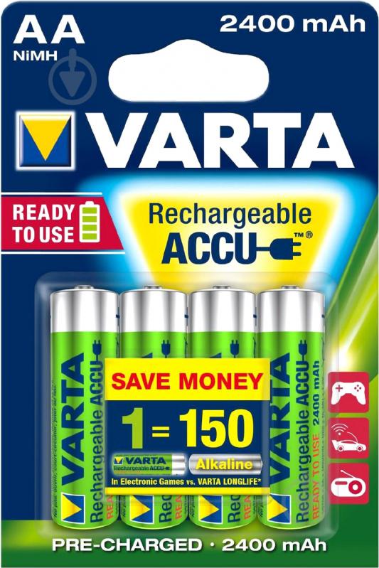 Акумулятор Varta R2U універсальний 2400 mAh AA (R6, 316) 4 шт. (56756101404) - фото 1